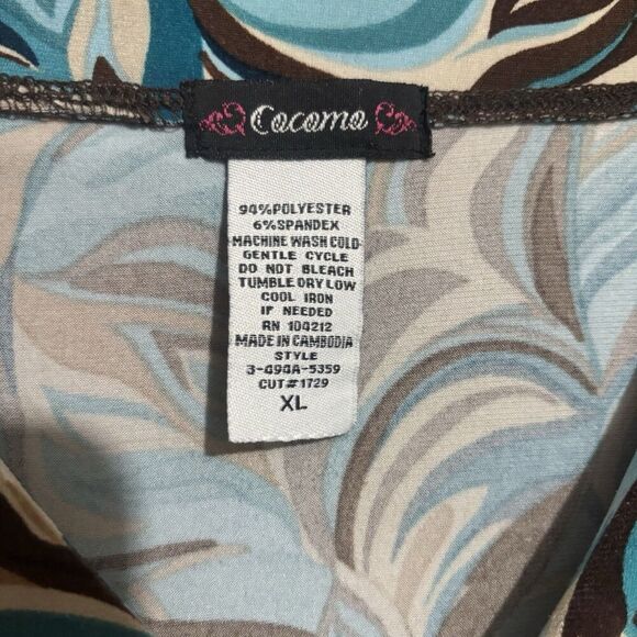 Cocomo Top Womens XL Multicolor Swirl Liquid Knit Stretch Blouse - Picture 7 of 8